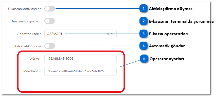 1.4.5. E-kassa ilə inteqrasiya