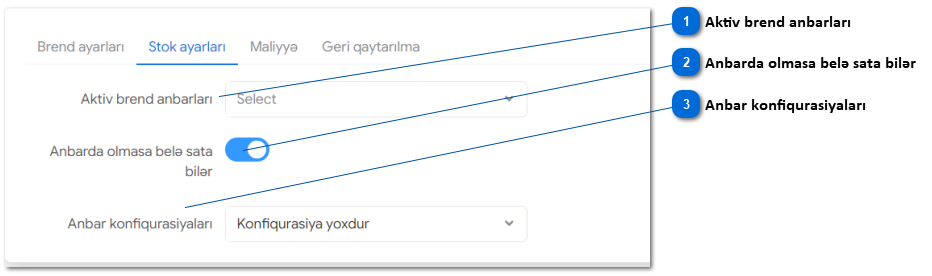 1.1.2. Stok ayarları
